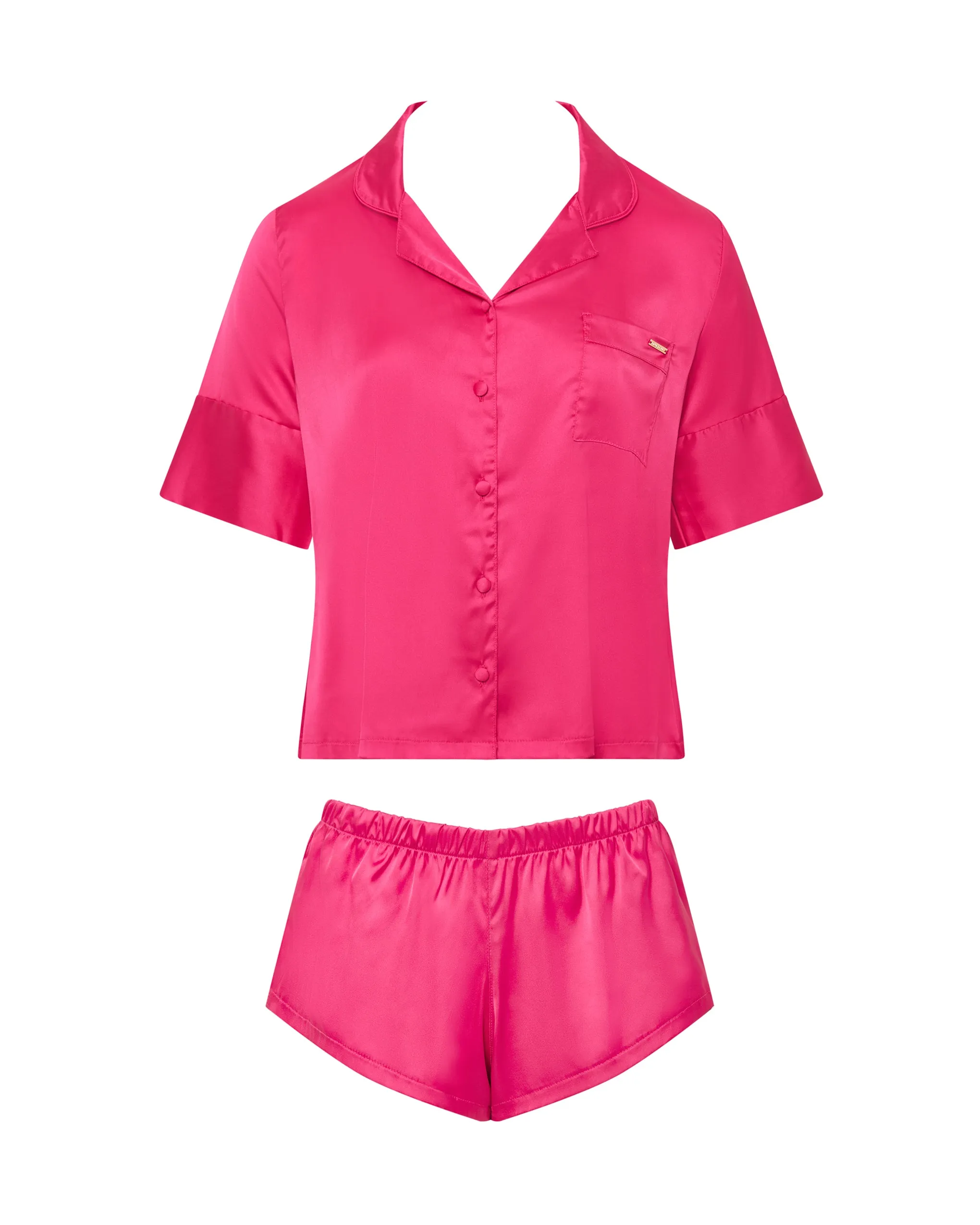 Alma Luxury Satin Short Pyjama Set Fuchsia Pink