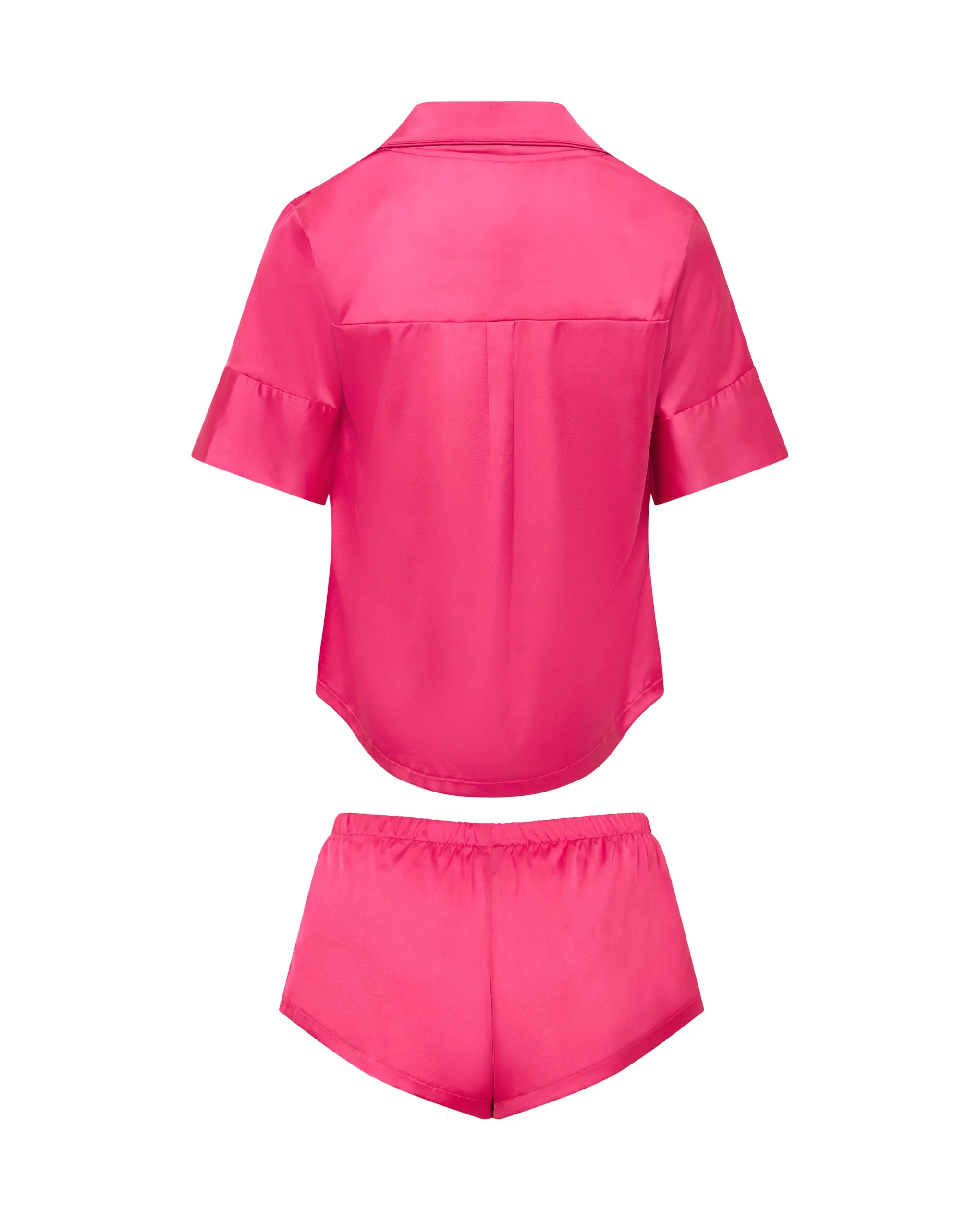 Alma Luxury Satin Short Pyjama Set Fuchsia Pink