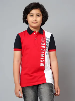 Boys Casual Red Half Sleeves  T-Shirt