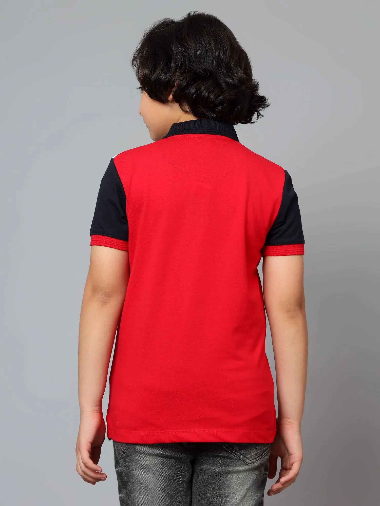 Boys Casual Red Half Sleeves  T-Shirt