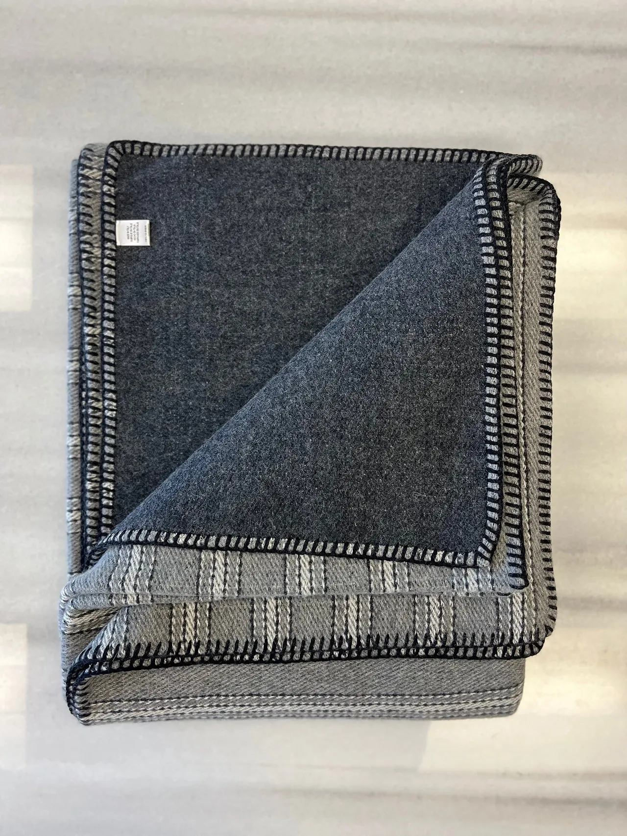 Cashmere Throw in Grey Stripe