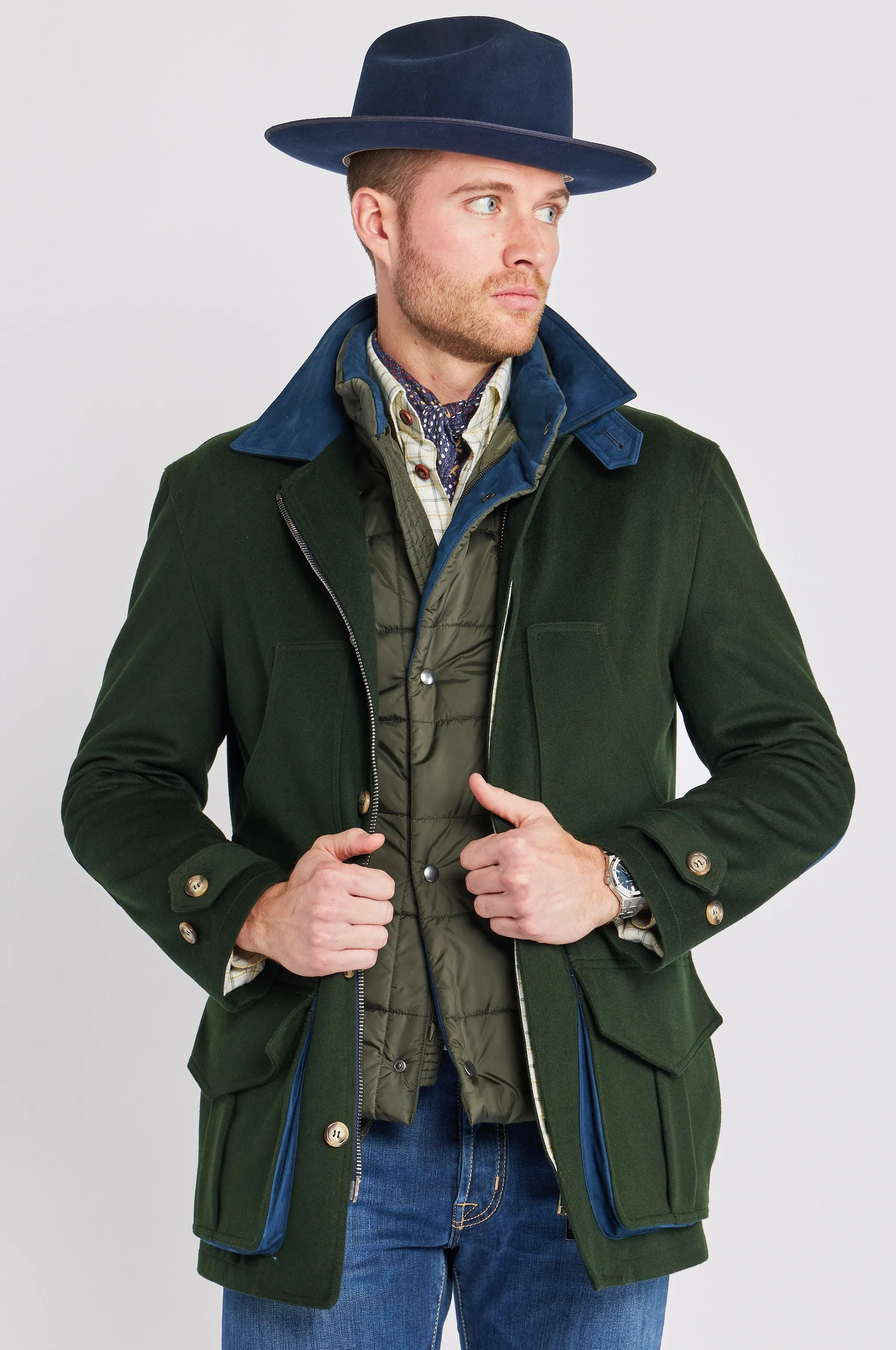 Charlie Field Coat in Hunter Green Storm System