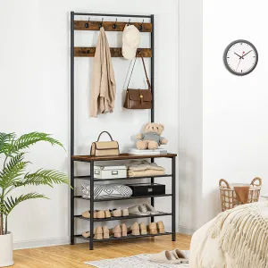 Coat Rack, 5 Tier Shoe Rack and Shoe Storage, Hall Tree with Bench, Shoe Organizer