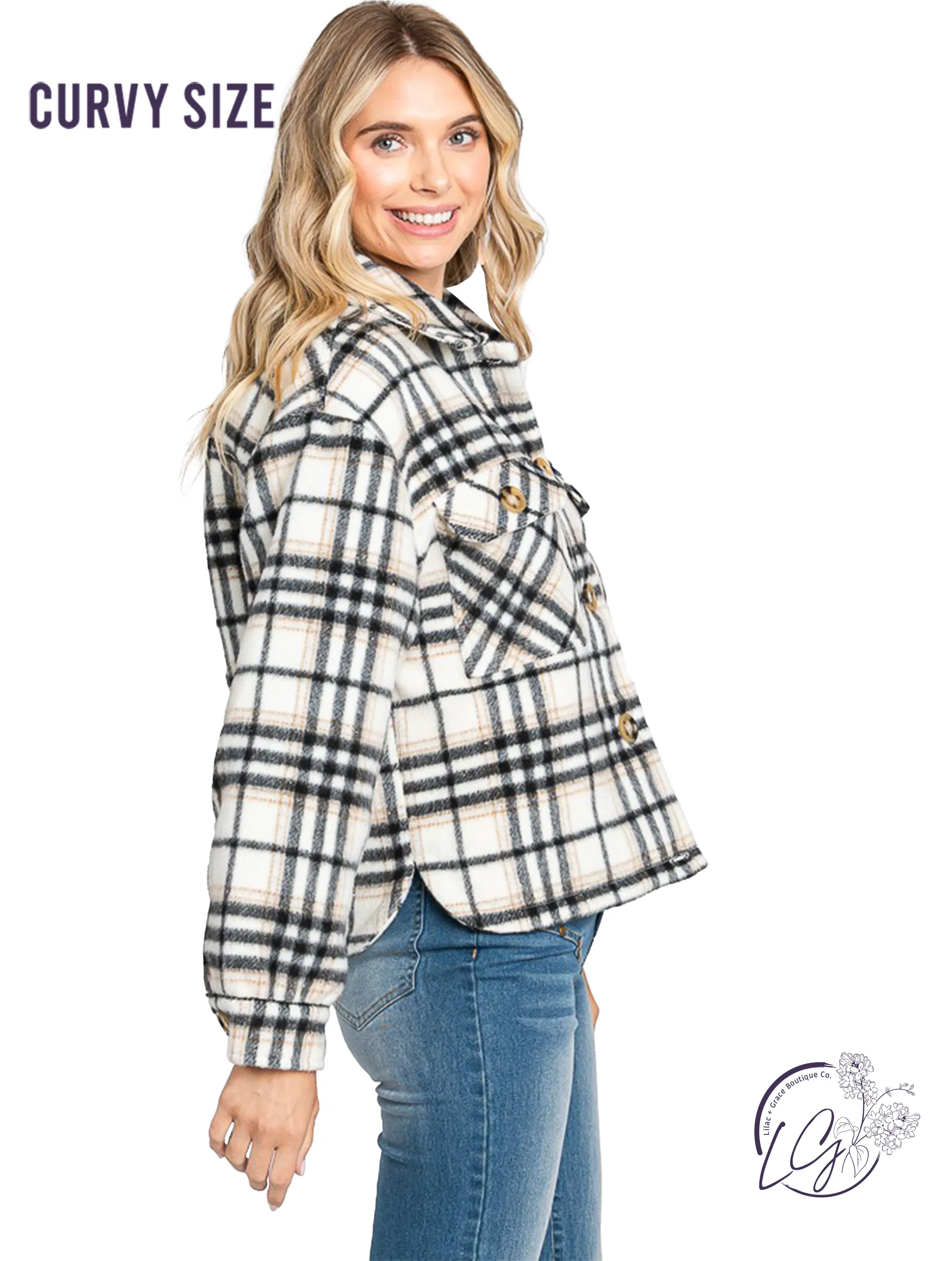 Curvy Midnight Fall Plaid Jacket