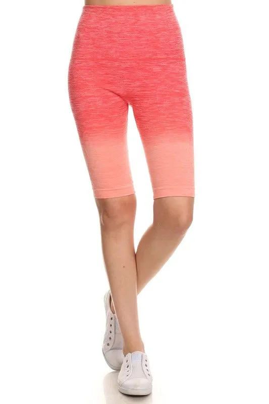 Dip Dye Ombre Athletic Biker Shorts