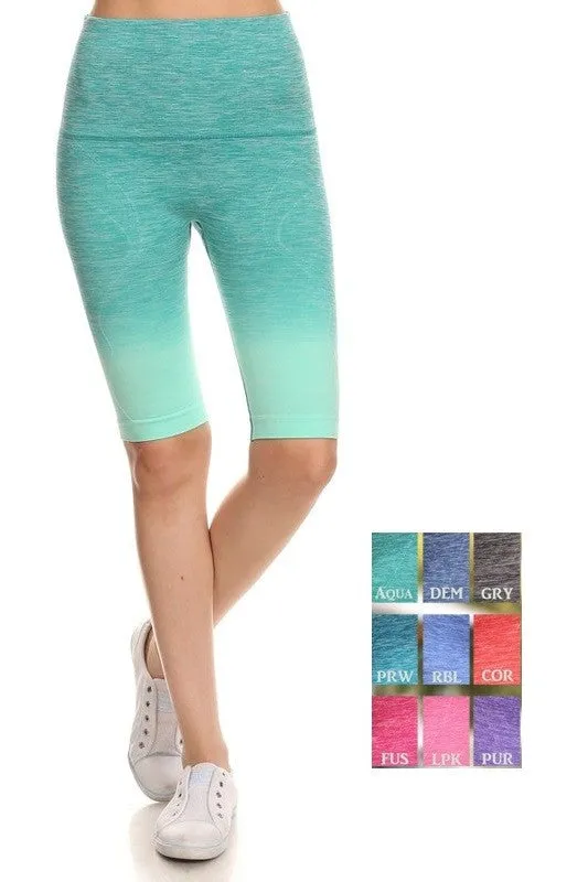 Dip Dye Ombre Athletic Biker Shorts