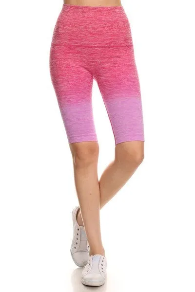 Dip Dye Ombre Athletic Biker Shorts