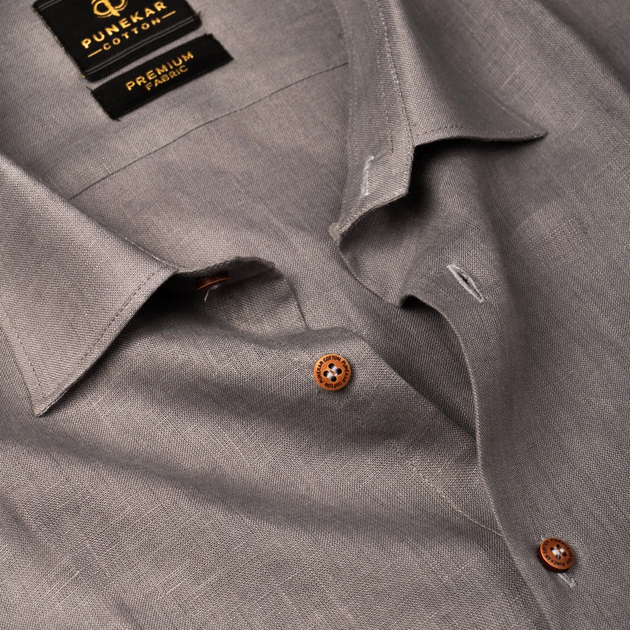 Grey Color Prime Linen Shirt For Men