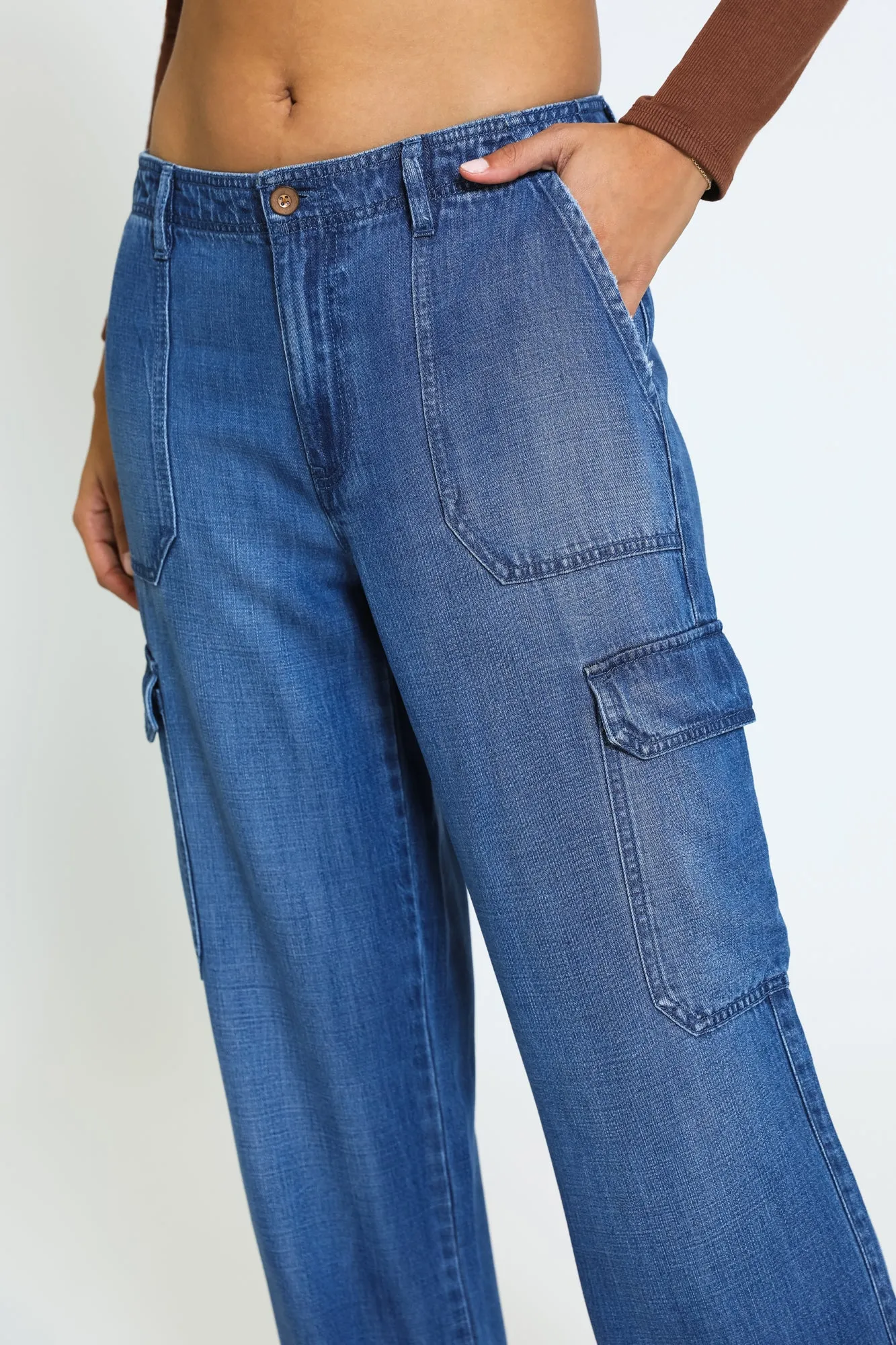 Harper Straight Leg Cargo Pants - Vintage Indigo