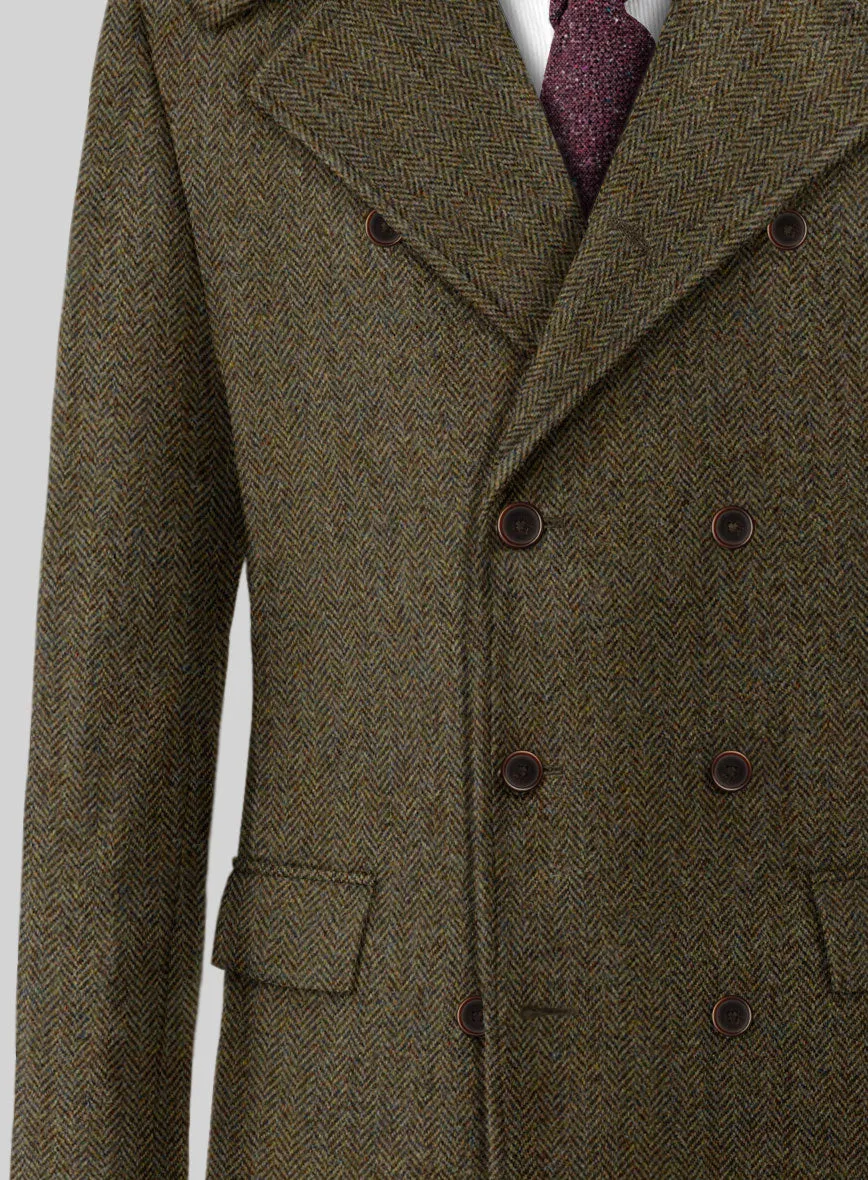 Harris Tweed Ridge Brown Herringbone GQ Overcoat