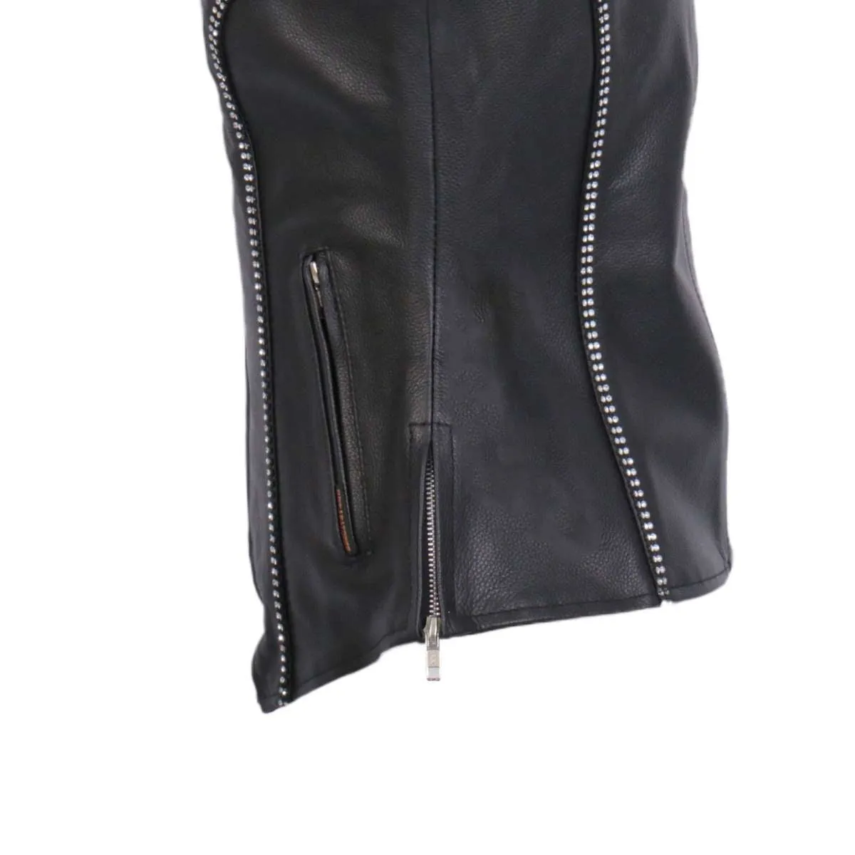 Hot Leathers VSL1016 Ladies 'Rhinestone' Black Leather MC Vest