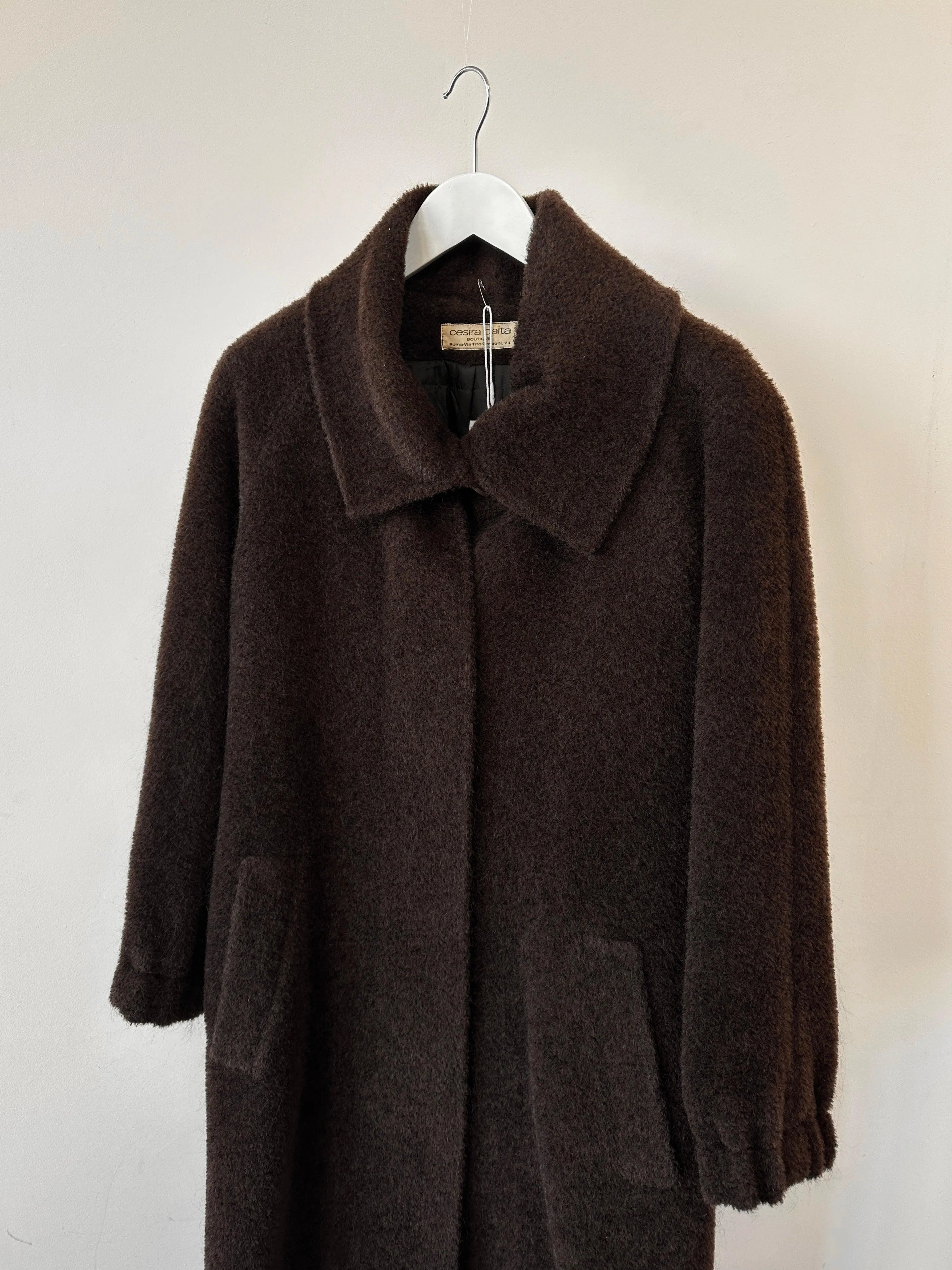 Italian Vintage Wool Mohair Teddy Concealed Placket Coat - M