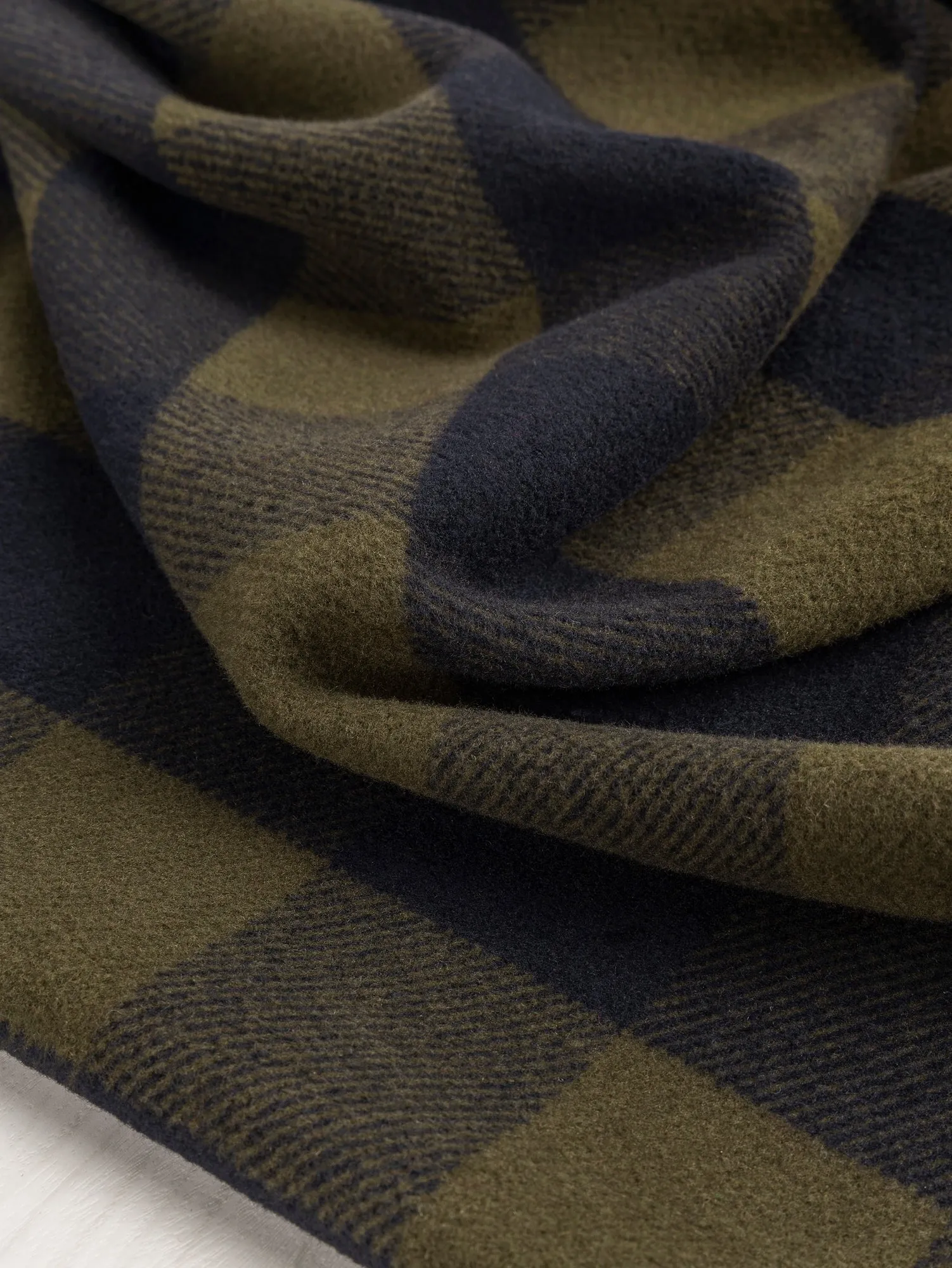 Large Buffalo Check Polar Fleece Deadstock - Olive   Navy