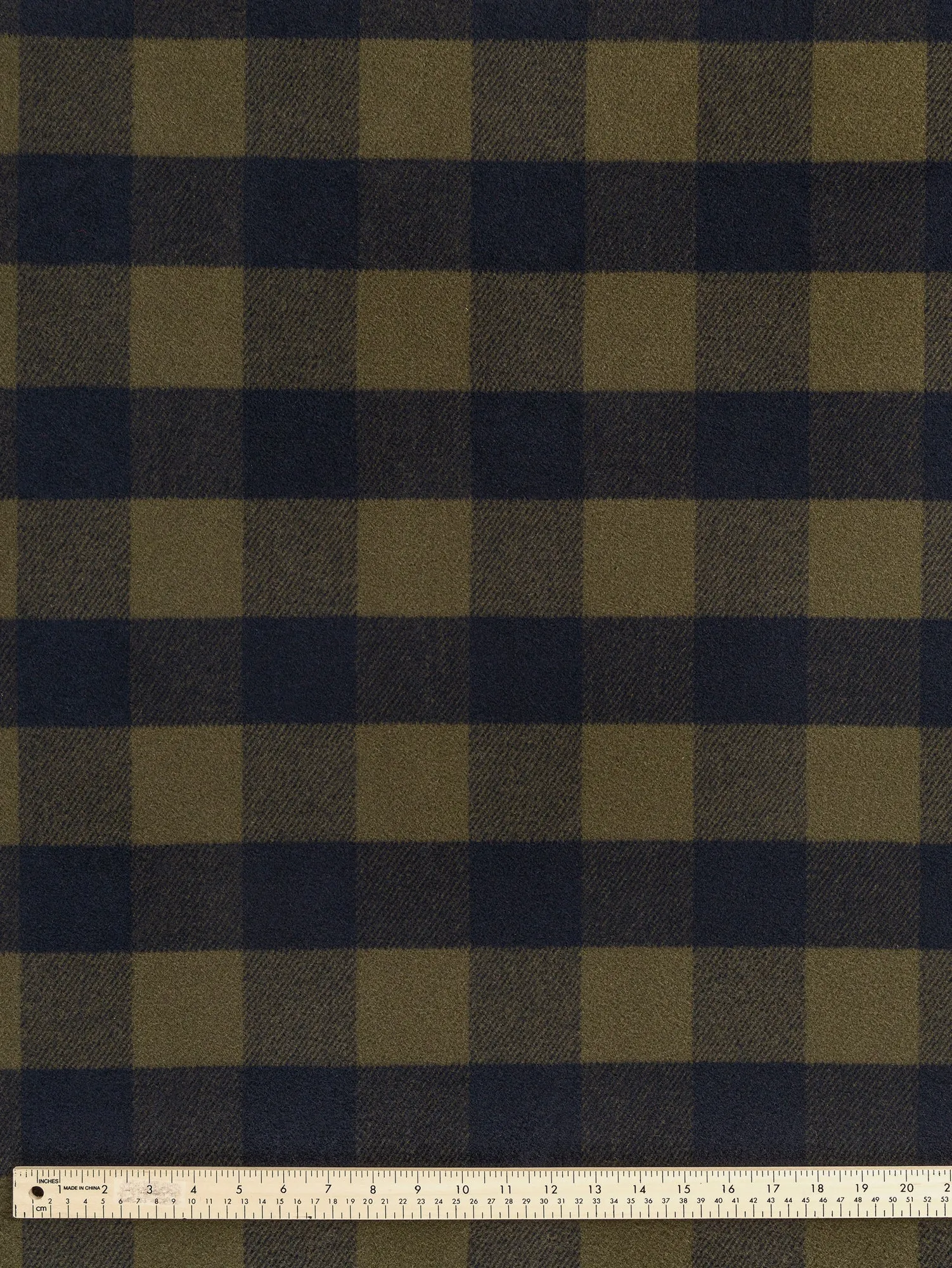 Large Buffalo Check Polar Fleece Deadstock - Olive   Navy