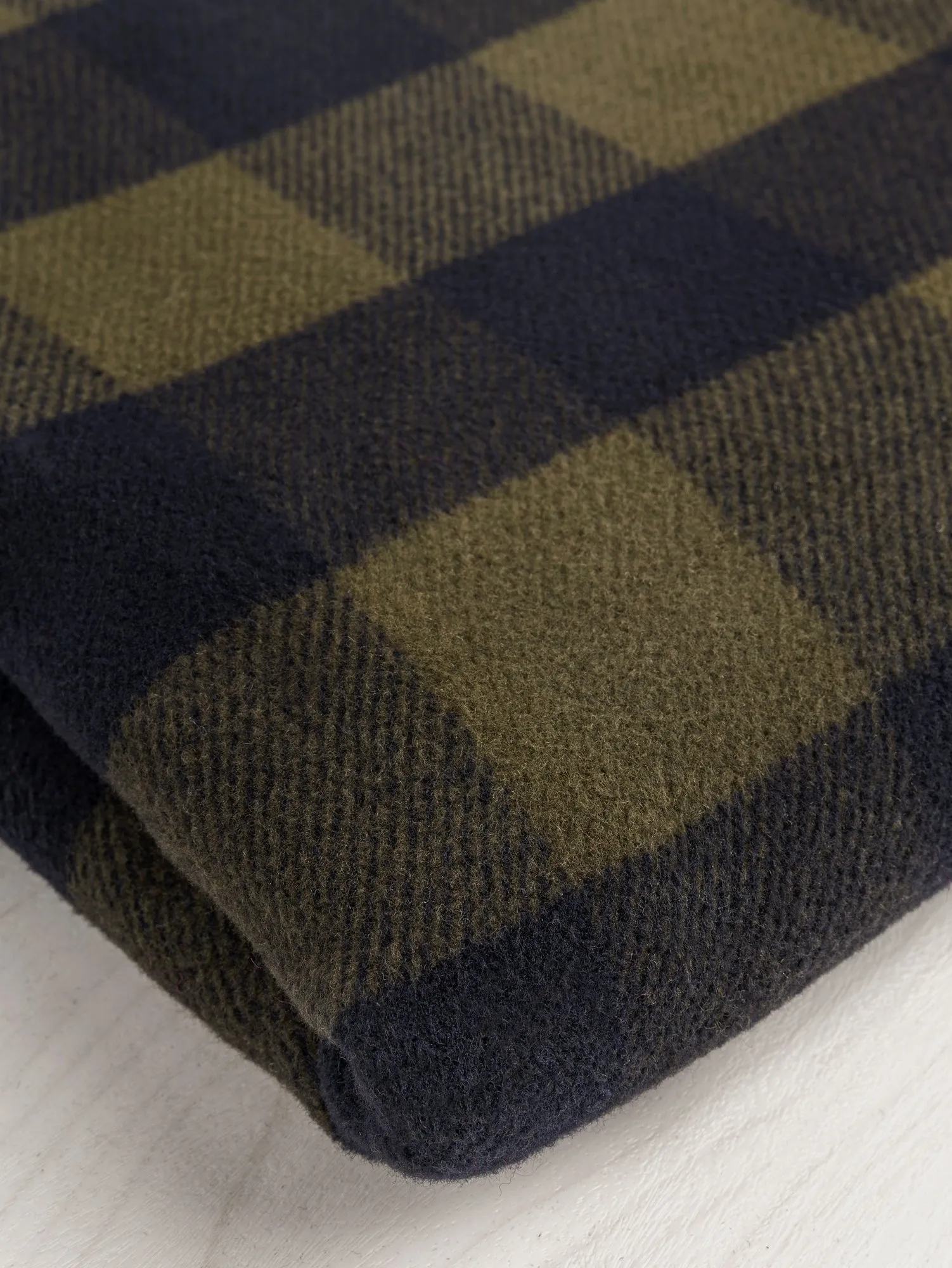 Large Buffalo Check Polar Fleece Deadstock - Olive   Navy