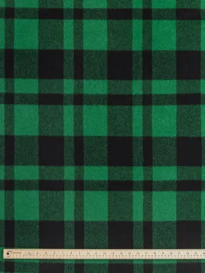 Large Plaid Melton Wool Blend Coating Deadstock - Green   Black - Swatch