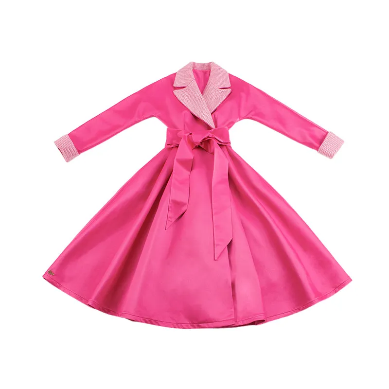 Le Palais vintage Barbie pink chunky satin full skirt long coat - Keni