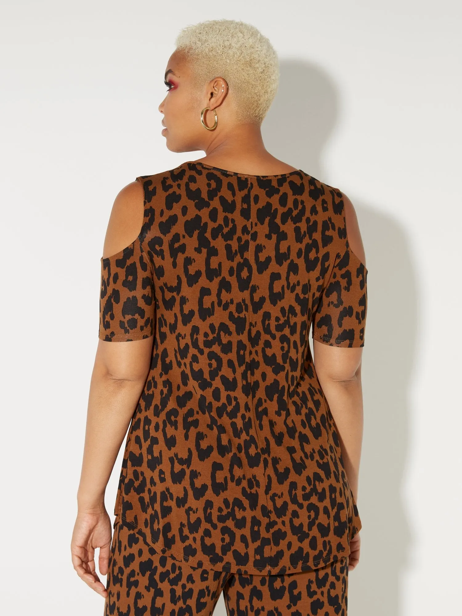 Leopard-Print Cold-Shoulder Top - NY&C Style System