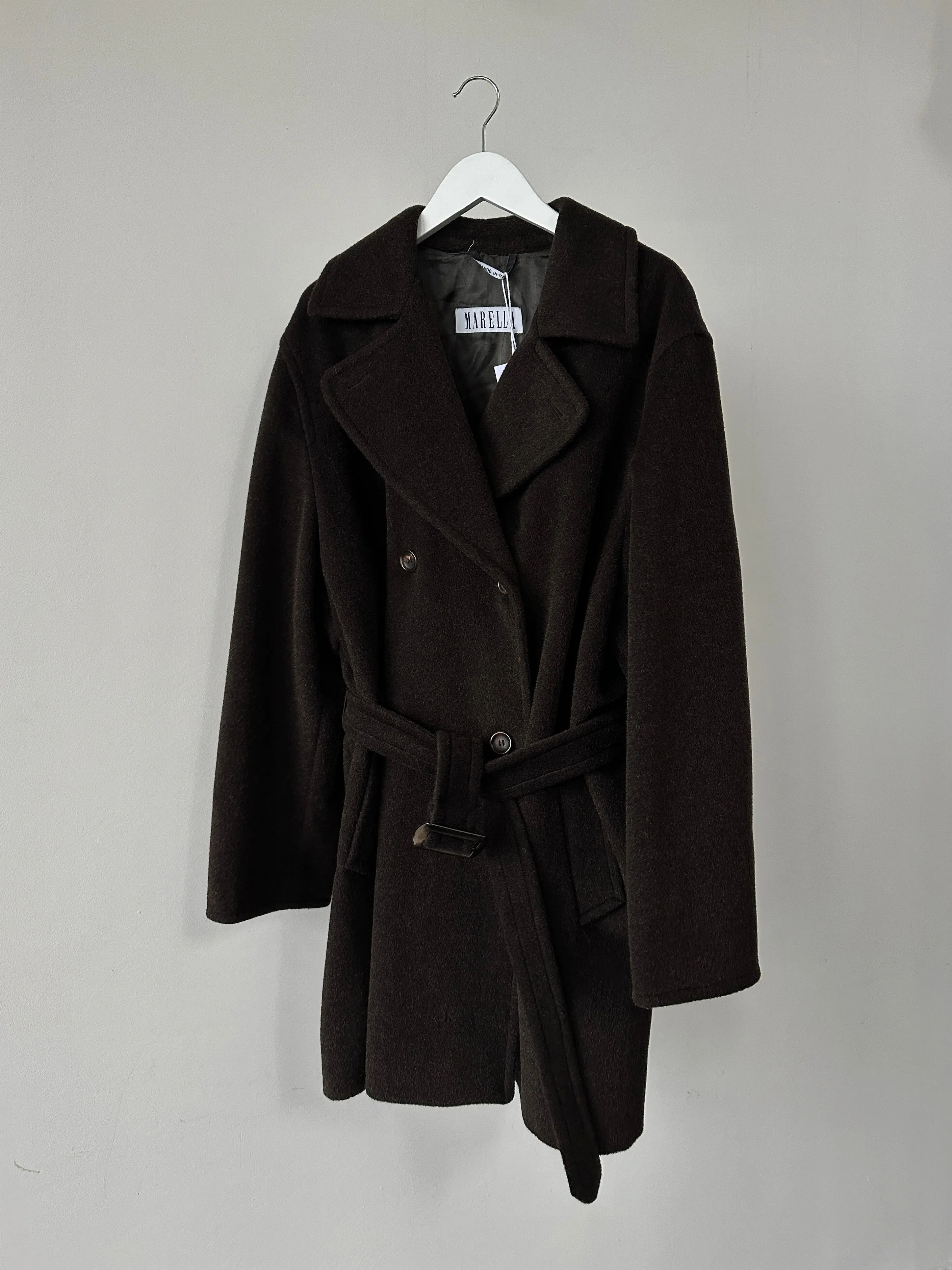 Marella Wool Mohair Double Breasted Belted Coat - L/XL