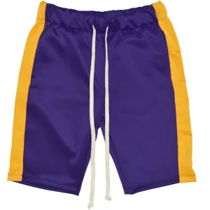 Men Purple And Yellow Basketball Shorts