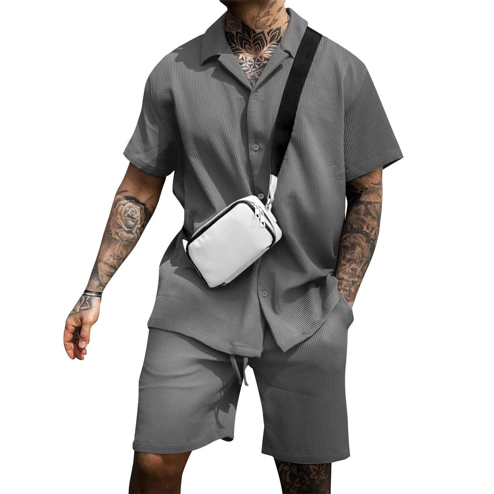 Men's Casual Polo Shorts Suit