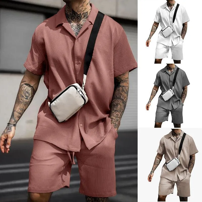 Men's Casual Polo Shorts Suit