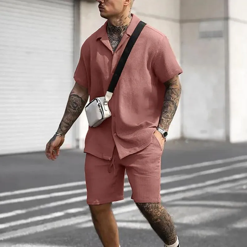 Men's Casual Polo Shorts Suit