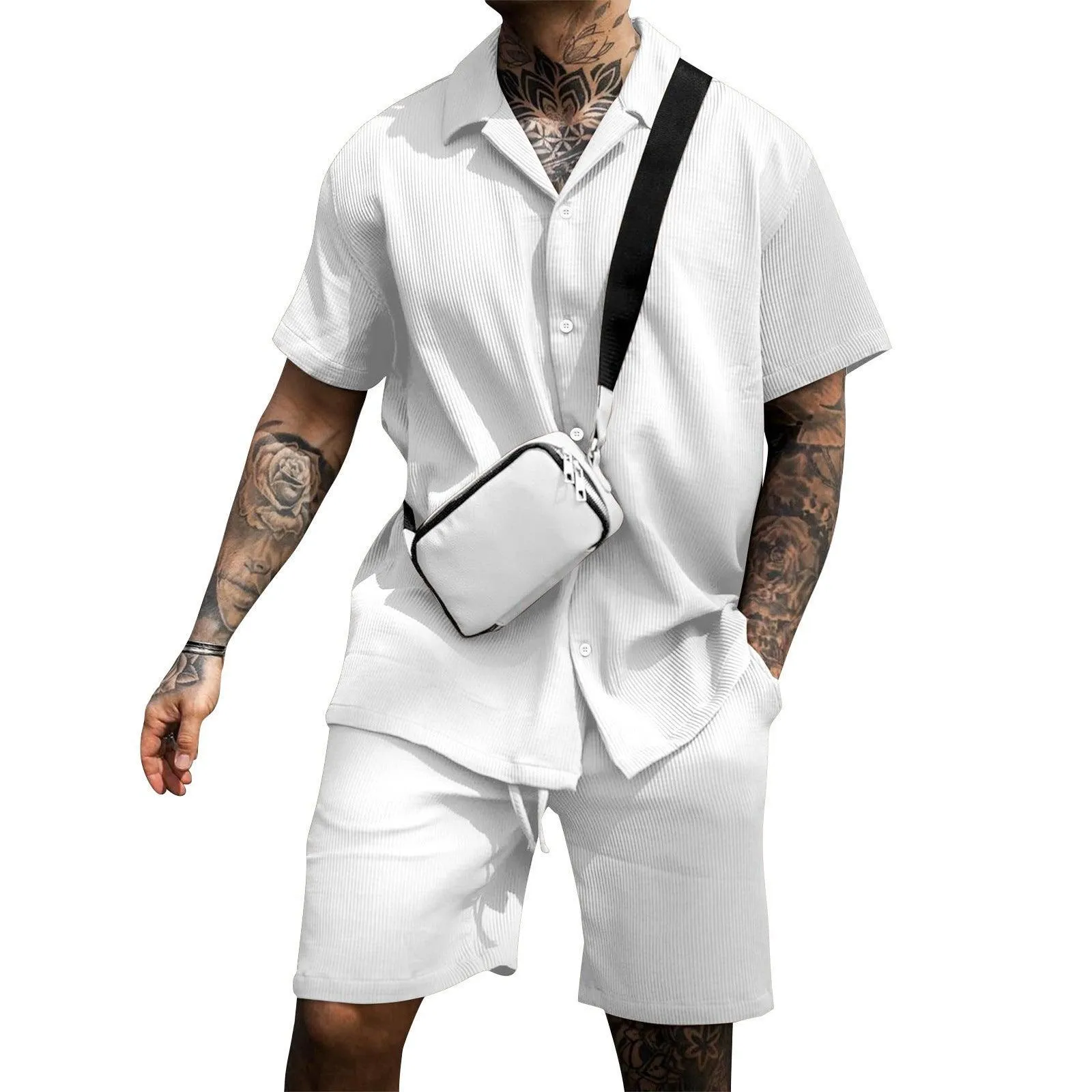 Men's Casual Polo Shorts Suit