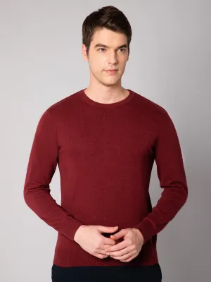 Mens Maroon Melange Sweater