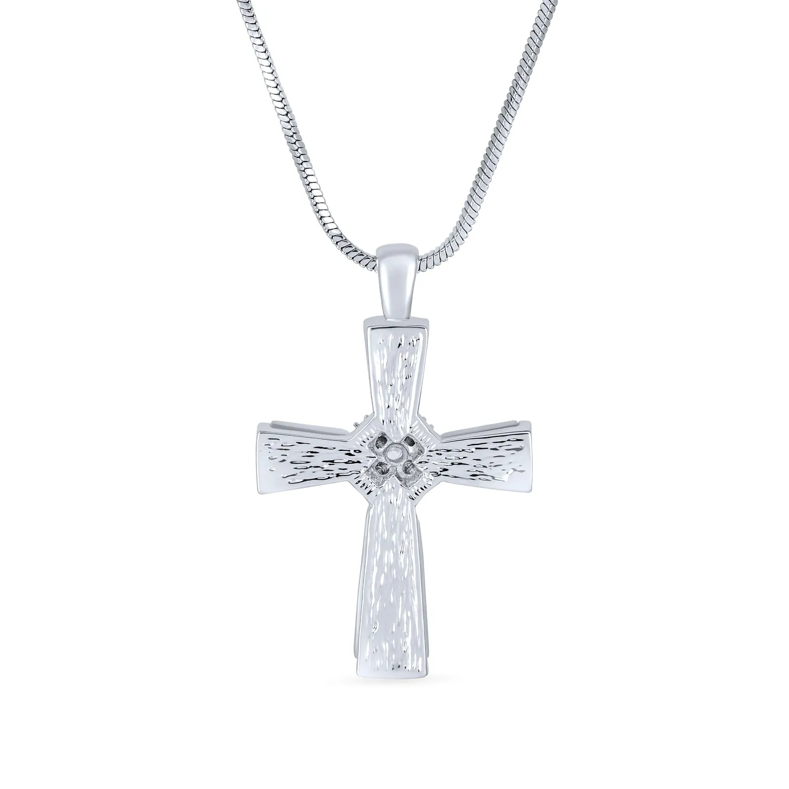 Mother Of Pearl Cross Pendant Necklace with Silver Plated Snake Chain