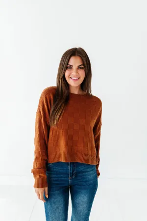 Natalee Checkered Sweater in Chocolate