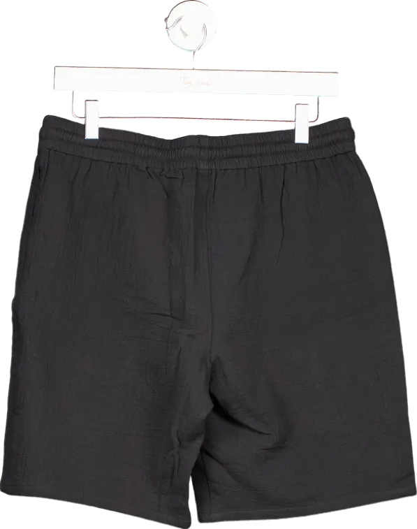 Paige Black Bodhi Textured Drawstring Shorts UK M