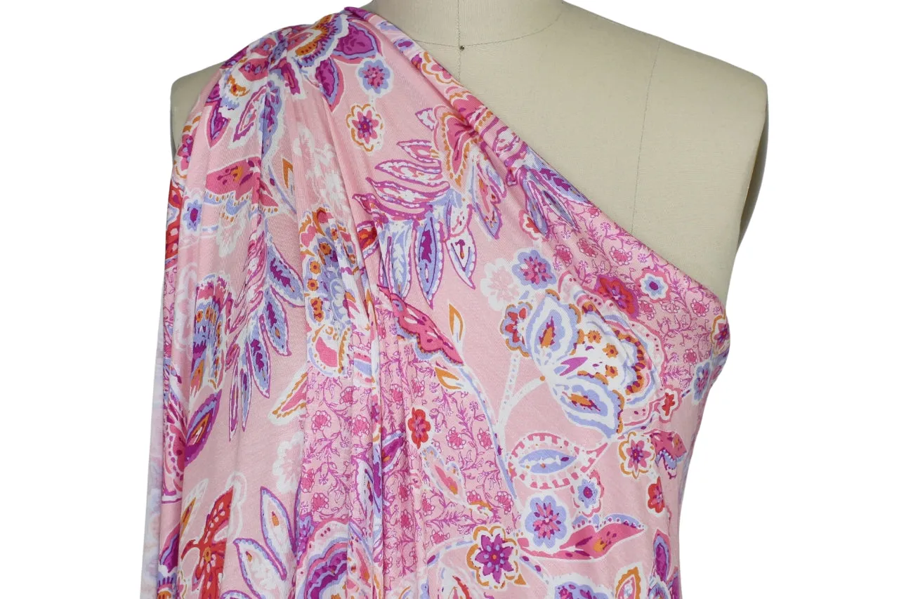 Paisley/Floral Extra Wide Rayon Jersey - Pink Tones