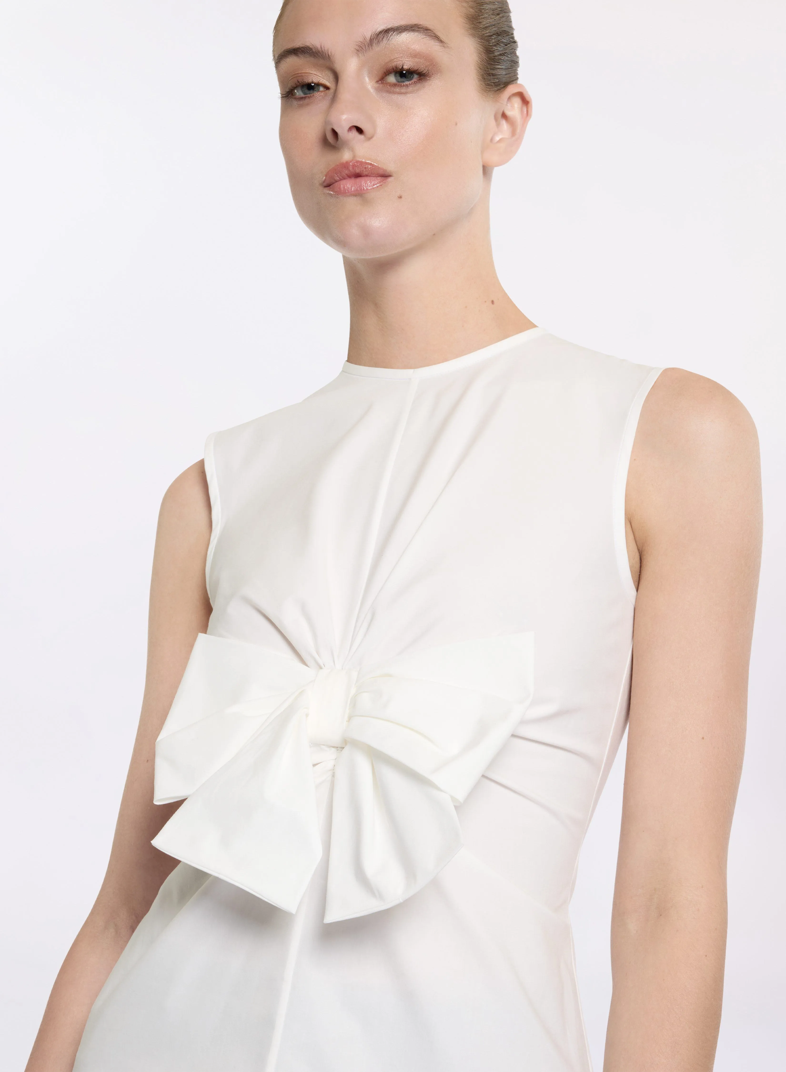 Poplin Top with Bow Detail