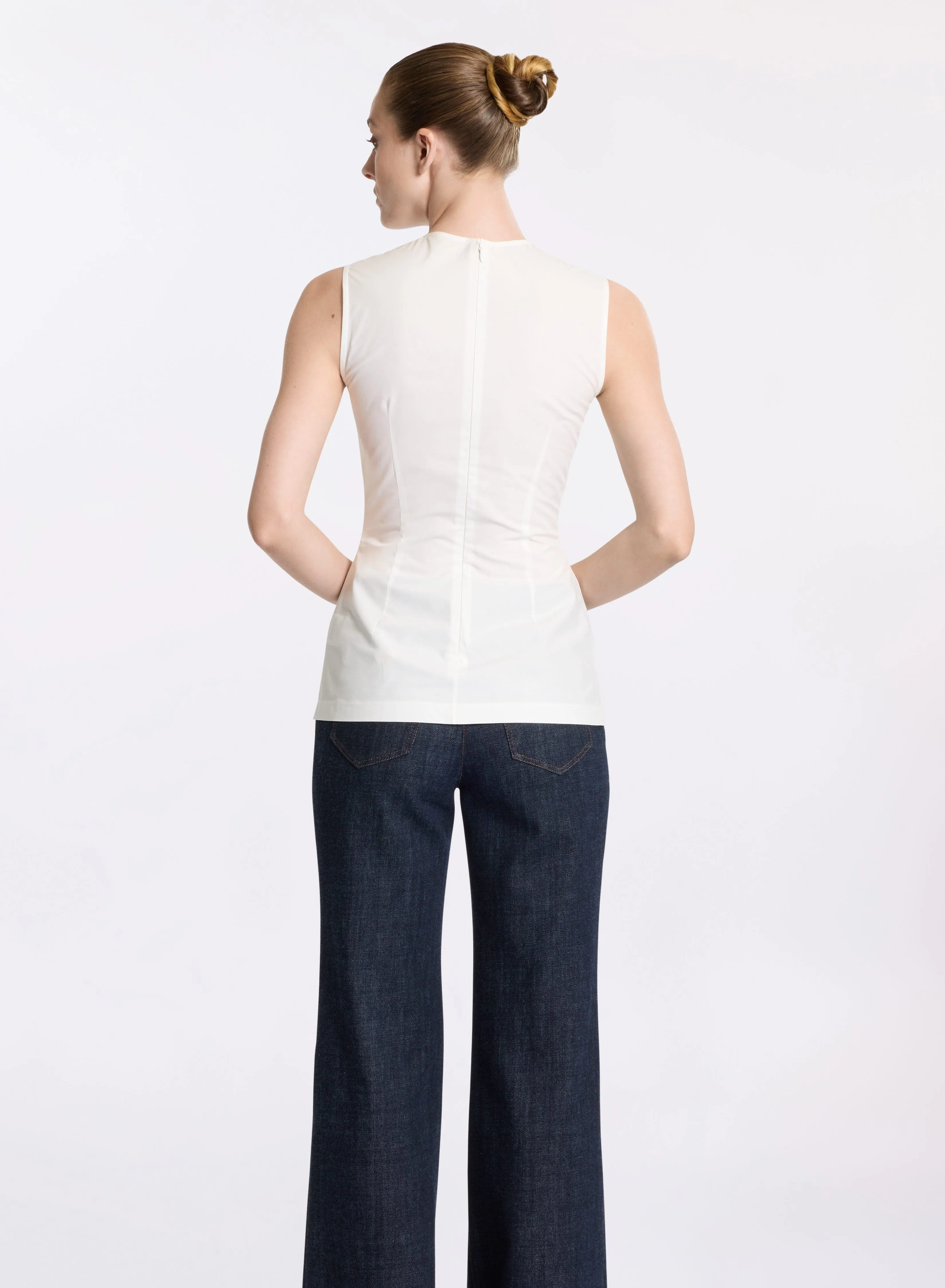 Poplin Top with Bow Detail