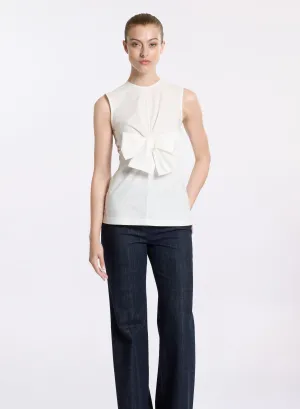 Poplin Top with Bow Detail