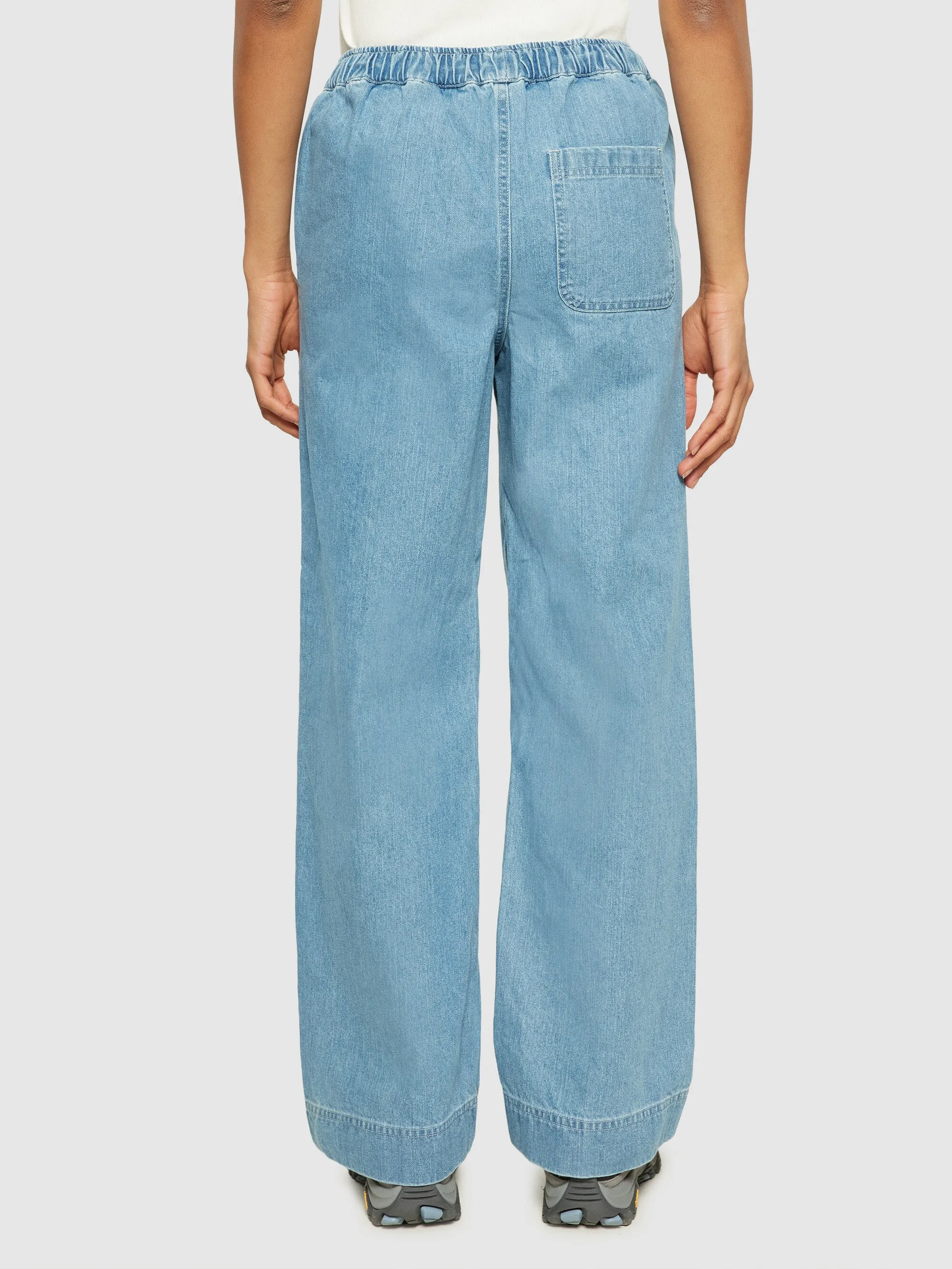 POSEY wide mid-rise elastic waistband denim pant - GOTS/Vegan - Light Blue denim