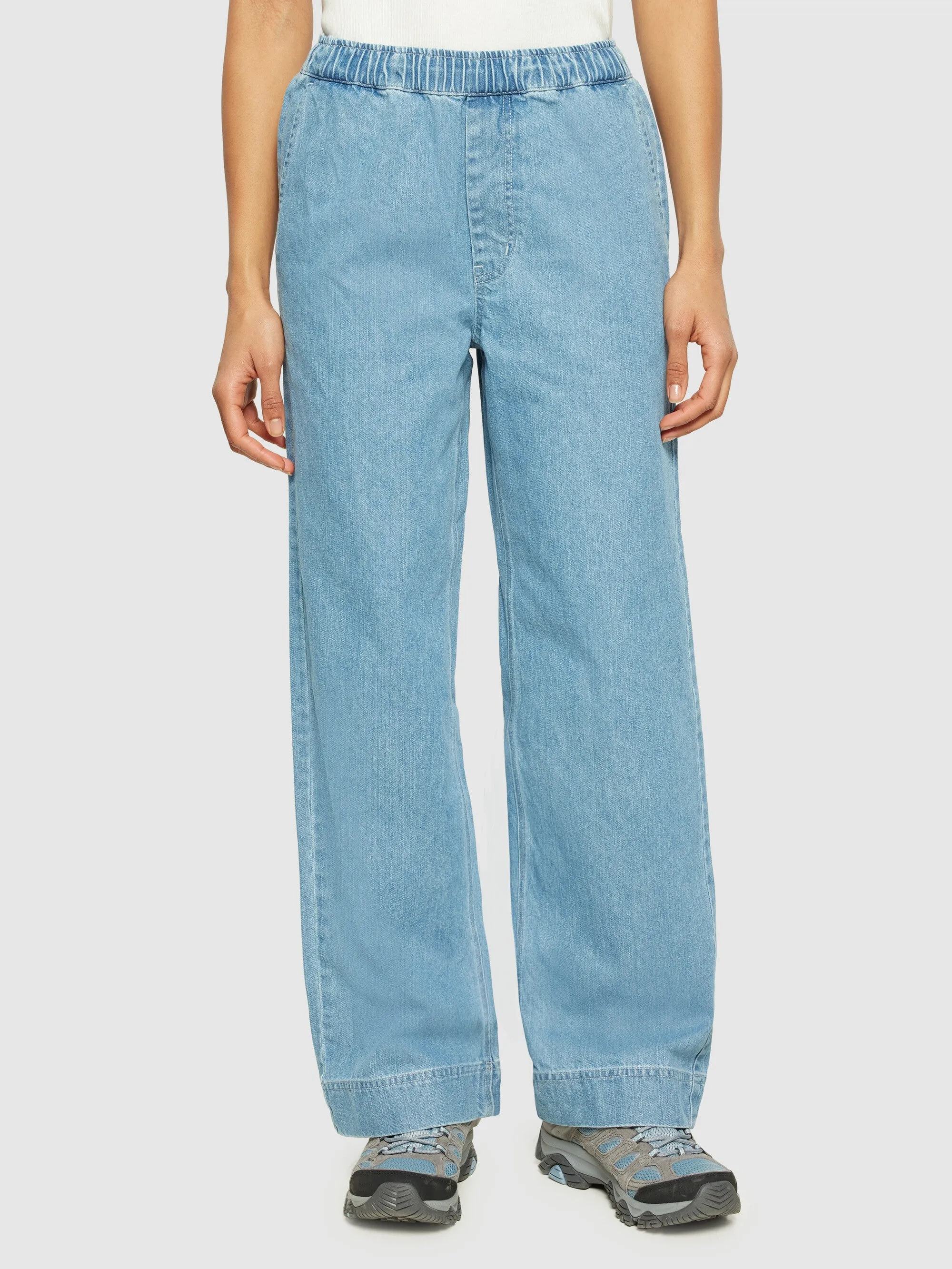 POSEY wide mid-rise elastic waistband denim pant - GOTS/Vegan - Light Blue denim