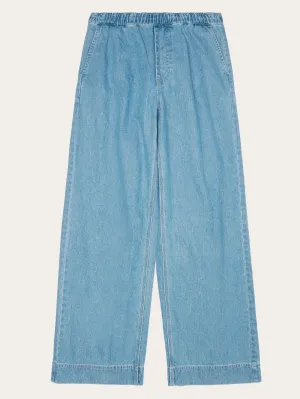 POSEY wide mid-rise elastic waistband denim pant - GOTS/Vegan - Light Blue denim