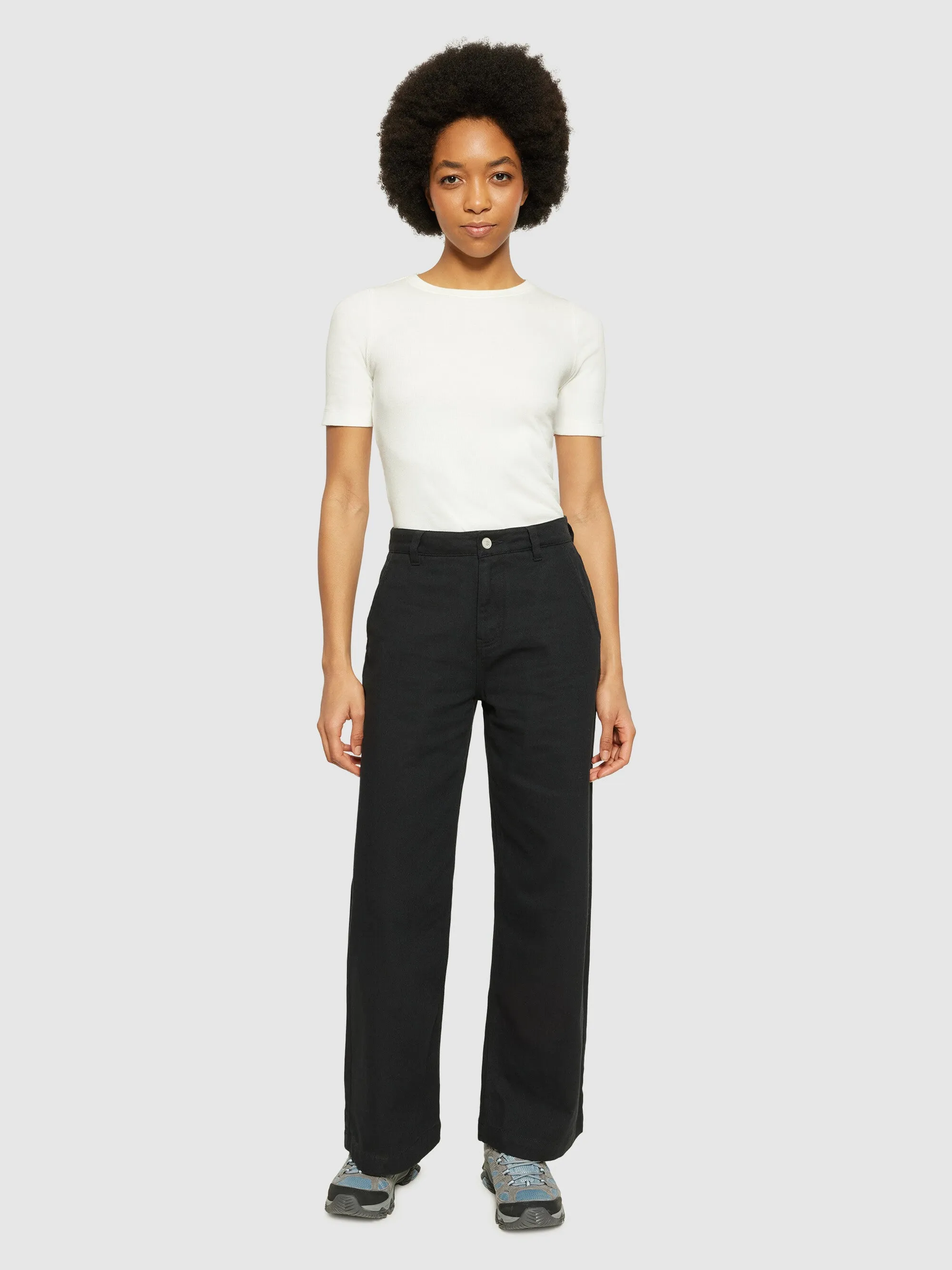 POSEY wide mid-rise twill pant - GOTS/Vegan - Black Jet