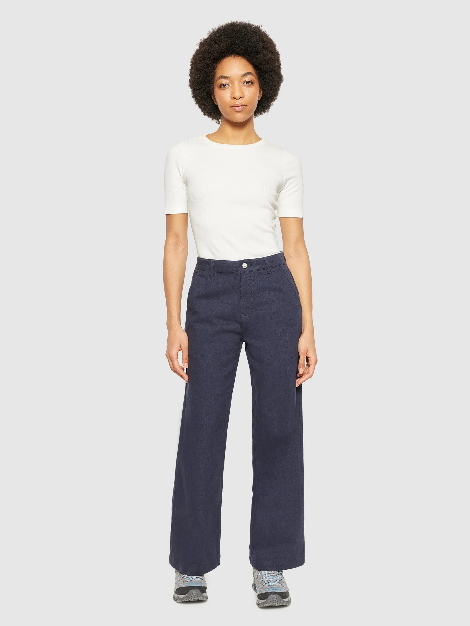 POSEY wide mid-rise twill pant - GOTS/Vegan - Night Sky