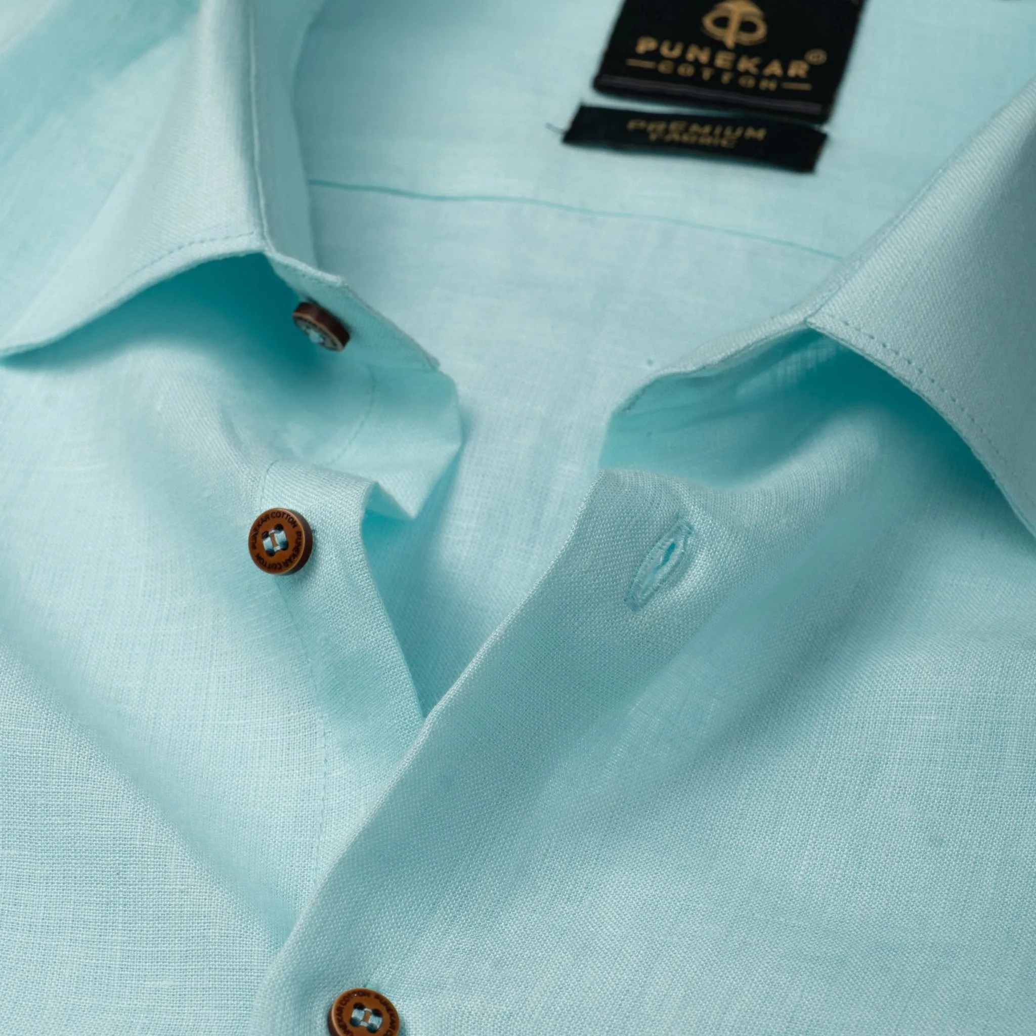 Sky Blue Color Prime Linen Shirt For Men