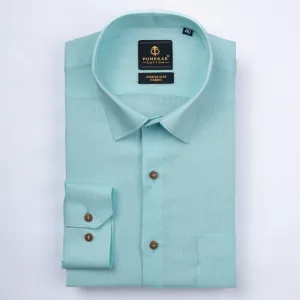 Sky Blue Color Prime Linen Shirt For Men