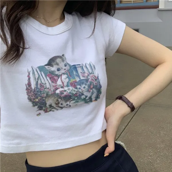 Summer White Short T-Shirt Women Sleeve INS Slimming Slim-Look Western Bare Belly Feminine Tops T-Shirt