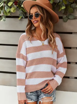 TastyHottie - WARM STRIPED LONG SLEEVE SWEATER