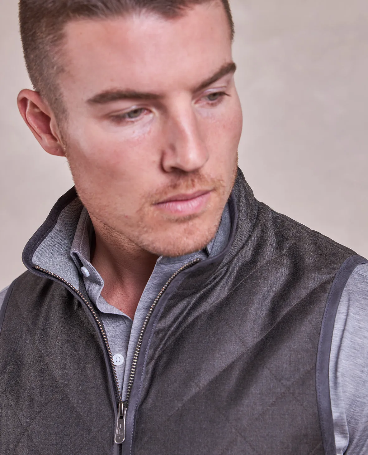 The Berkley - Quilted Wool Heritage Vest - Dark Taupe