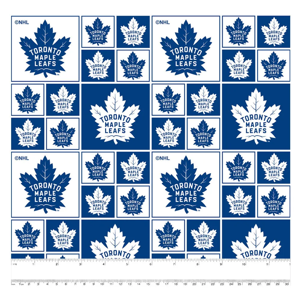 Toronto Maple Leafs - NHL Cotton Print - Blue Squares