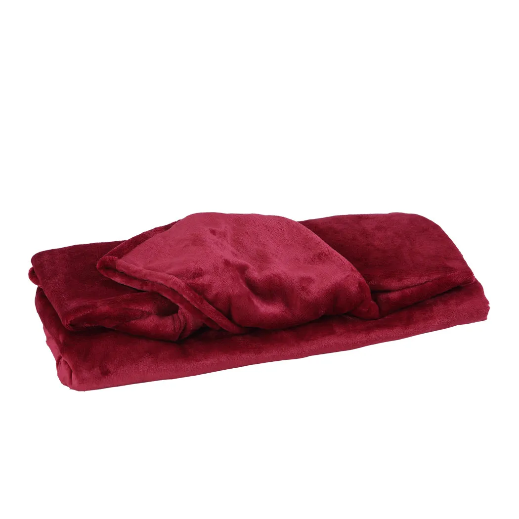 Winona Soft Blanket Plush Fleece Sherpa Hoodie Sweatshirt Huggle Pajamas - Burgundy