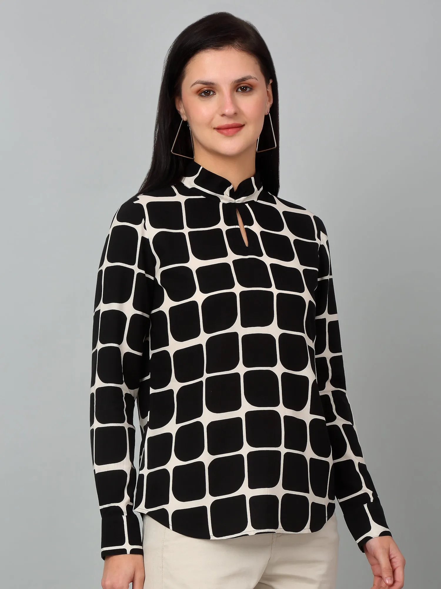 Women Black Printed Top