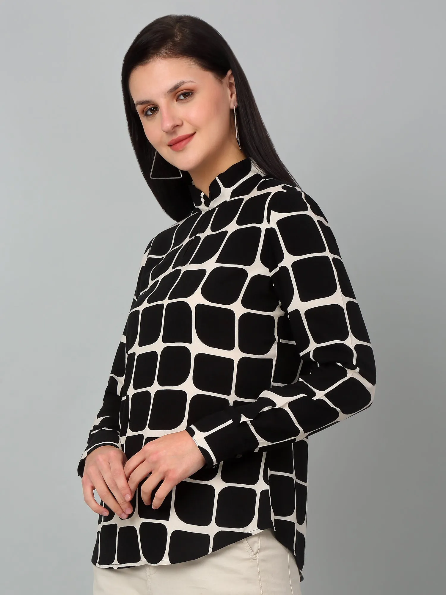 Women Black Printed Top